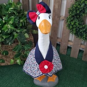 Porch Goose Outfit With Bow Clothes For Large Concrete Goose Yard Decor